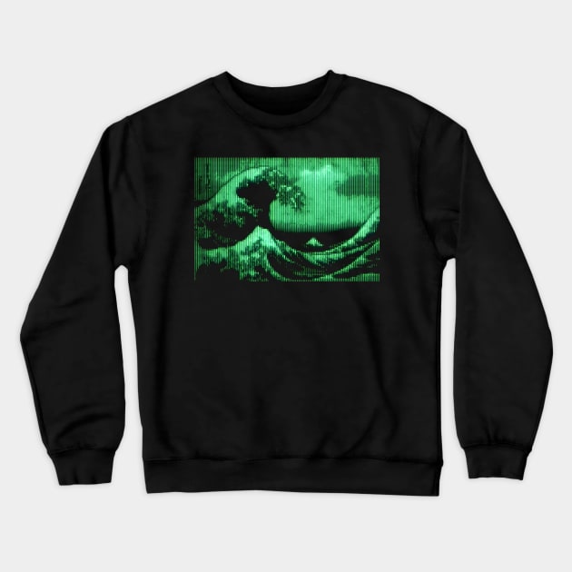The Great Wave Retro Video Crewneck Sweatshirt by darkside1 designs
